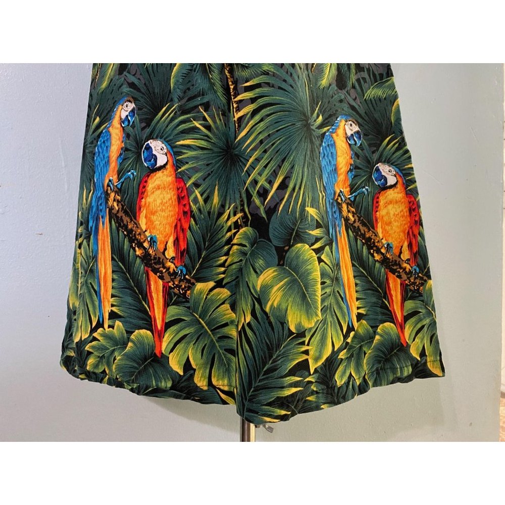Pacific Legend Black Parrots Hawaiian Sheath Dress - Picture 4 of 5